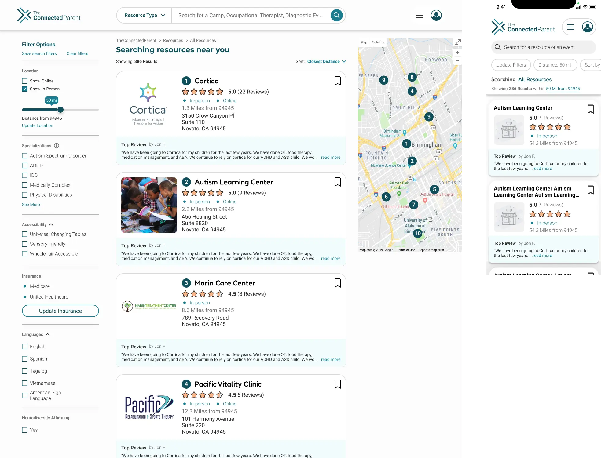 Resource Search screen